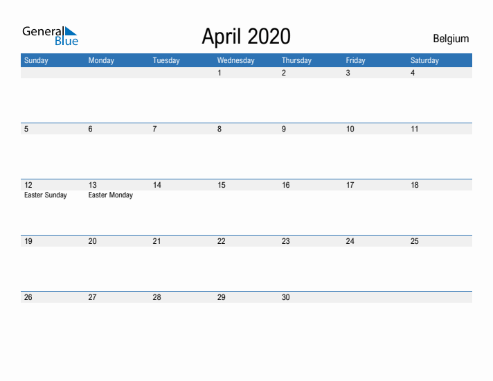 Fillable April 2020 Calendar