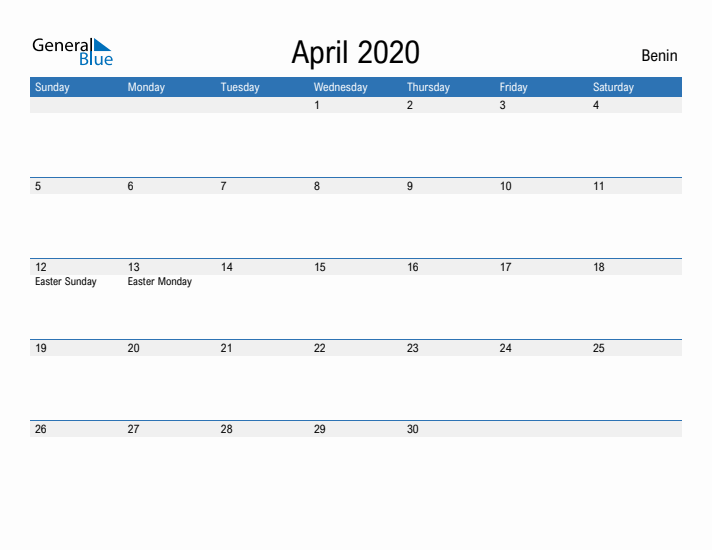 Fillable April 2020 Calendar