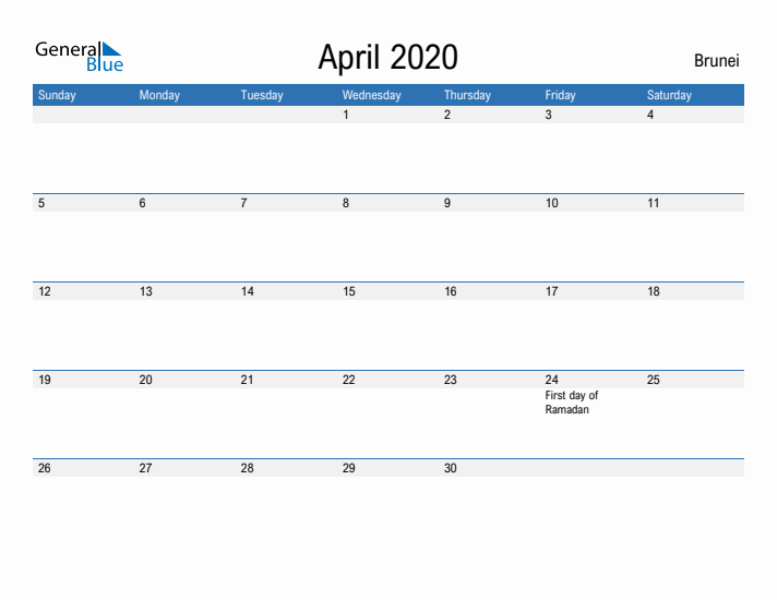 Fillable April 2020 Calendar