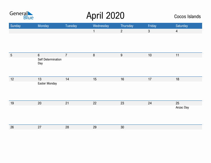 Fillable April 2020 Calendar