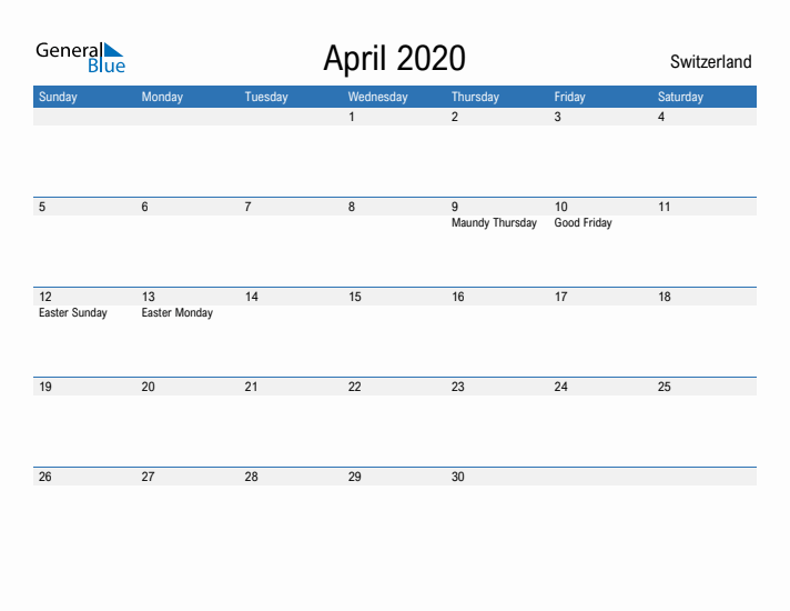 Fillable April 2020 Calendar