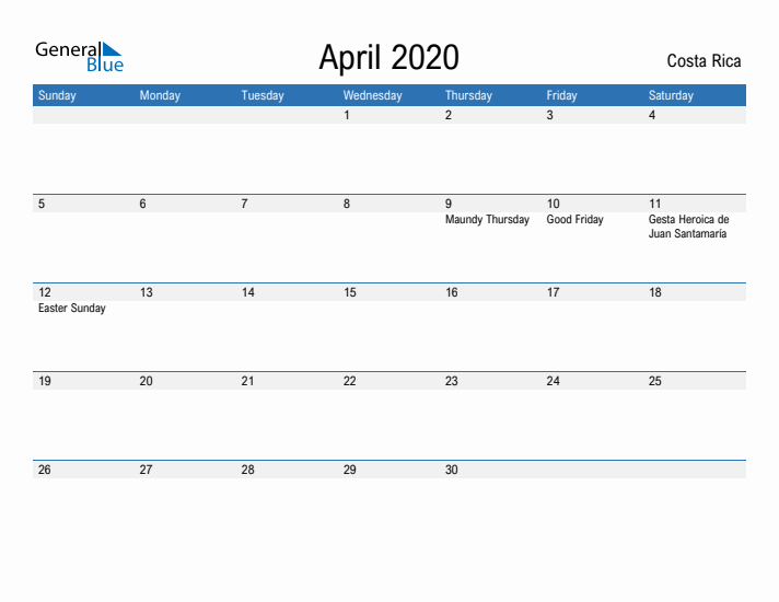 Fillable April 2020 Calendar