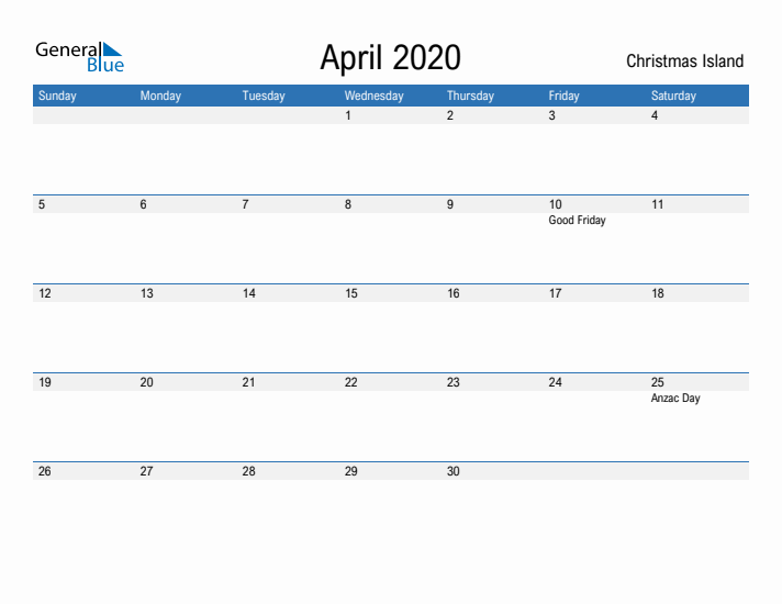 Fillable April 2020 Calendar