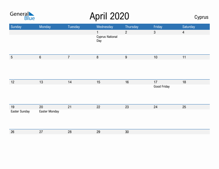 Fillable April 2020 Calendar