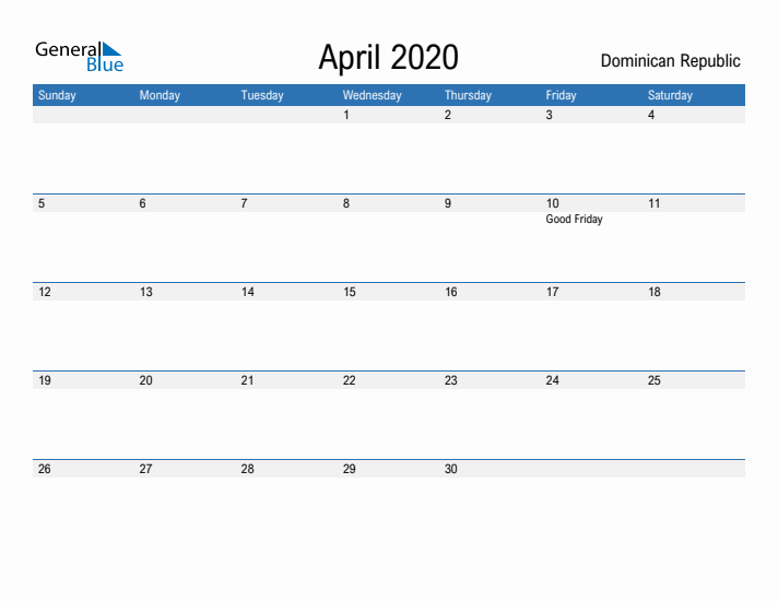 Fillable April 2020 Calendar