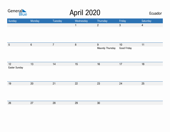 Fillable April 2020 Calendar