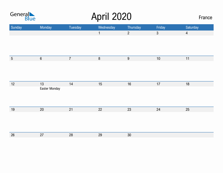 Fillable April 2020 Calendar