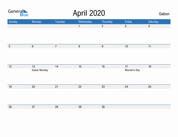 Fillable April 2020 Calendar