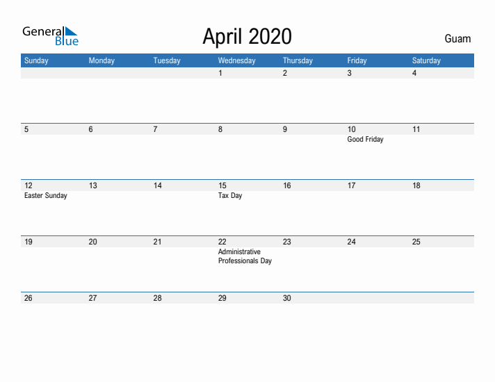 Fillable April 2020 Calendar