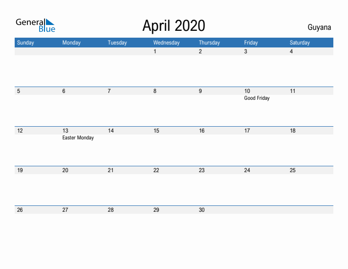 Fillable April 2020 Calendar