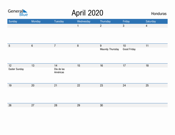 Fillable April 2020 Calendar