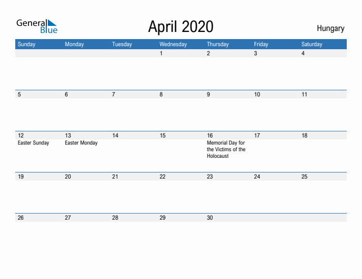 Fillable April 2020 Calendar