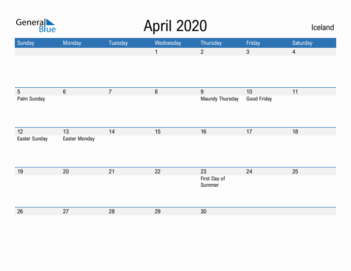 Fillable April 2020 Calendar