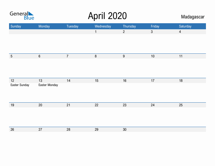 Fillable April 2020 Calendar