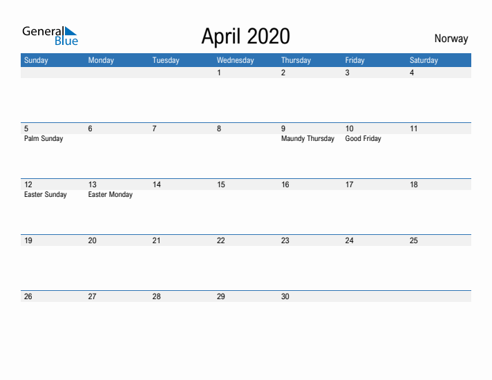 Fillable April 2020 Calendar