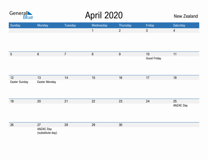 Fillable April 2020 Calendar