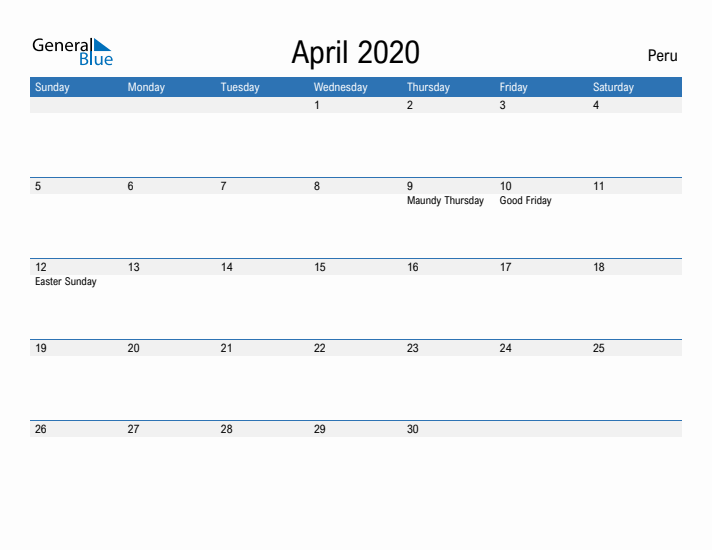 Fillable April 2020 Calendar