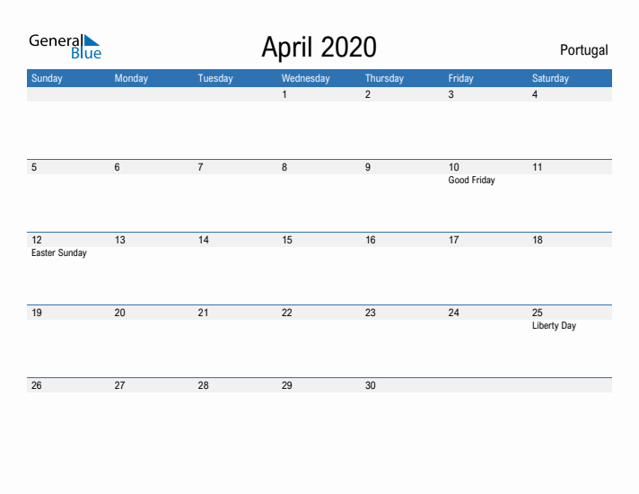 Fillable April 2020 Calendar