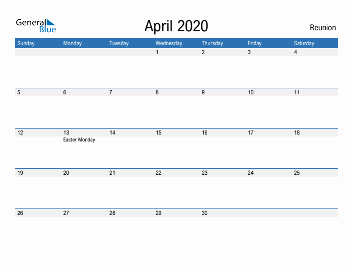 Fillable April 2020 Calendar