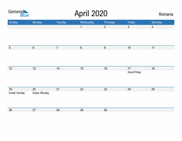 Fillable April 2020 Calendar