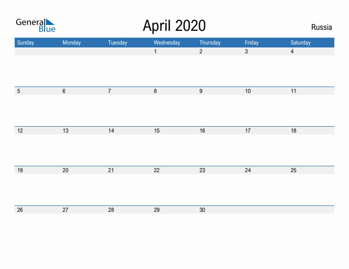 Fillable April 2020 Calendar