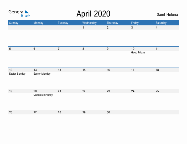 Fillable April 2020 Calendar