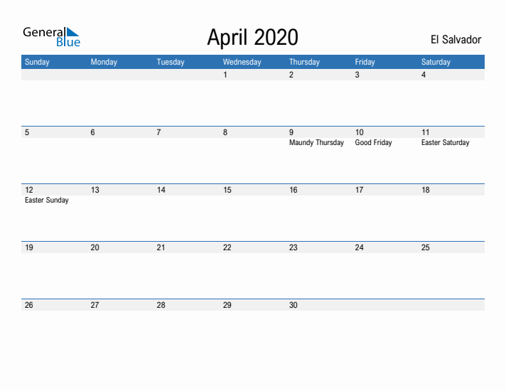 Fillable April 2020 Calendar