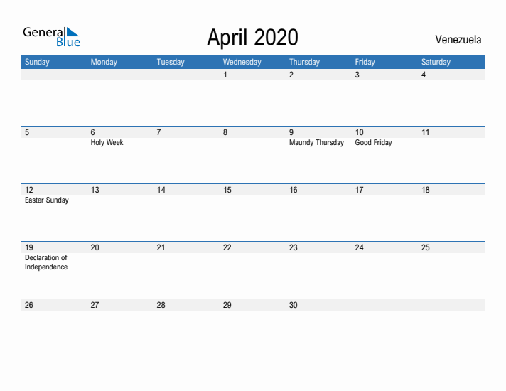 Fillable April 2020 Calendar