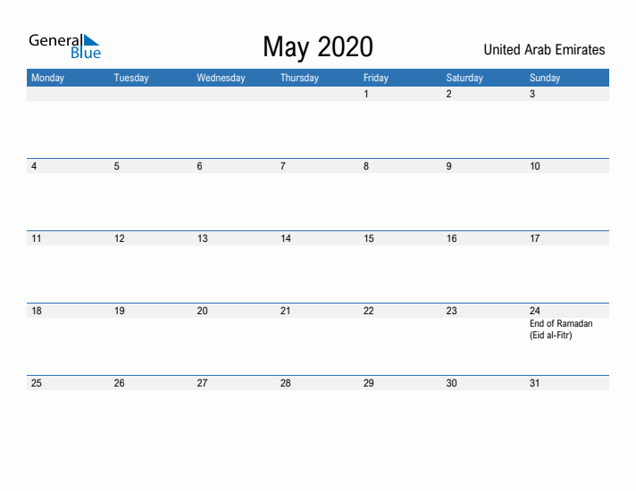 Fillable May 2020 Calendar