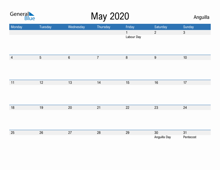 Fillable May 2020 Calendar