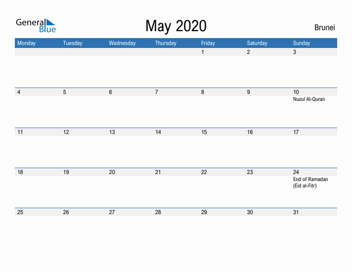 Fillable May 2020 Calendar