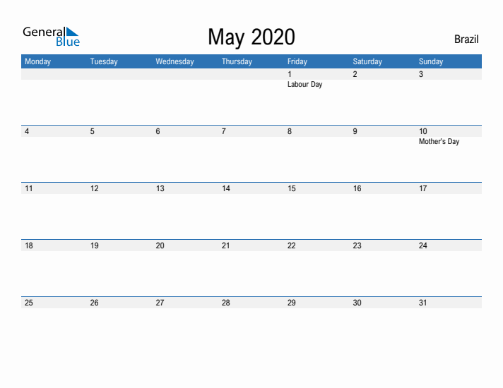 Fillable May 2020 Calendar