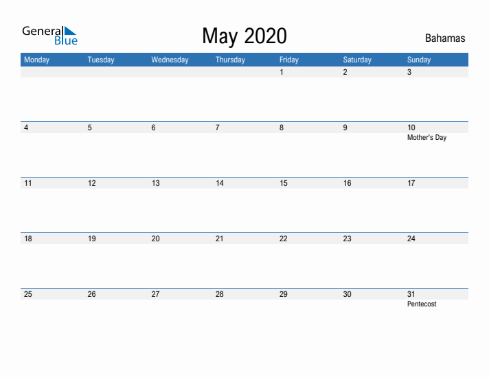 Fillable May 2020 Calendar