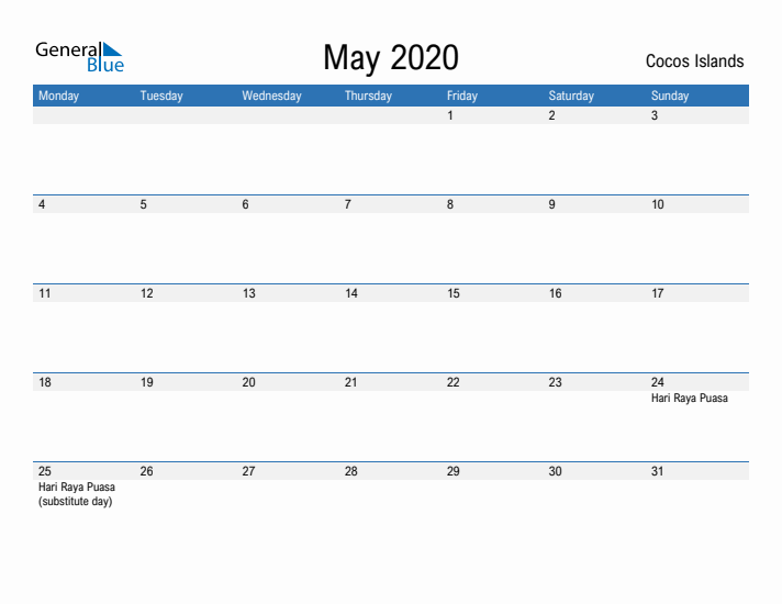 Fillable May 2020 Calendar