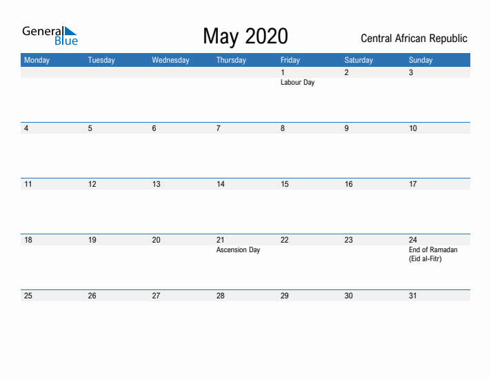 Fillable May 2020 Calendar