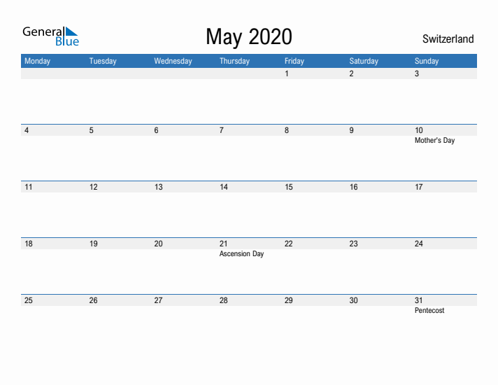 Fillable May 2020 Calendar