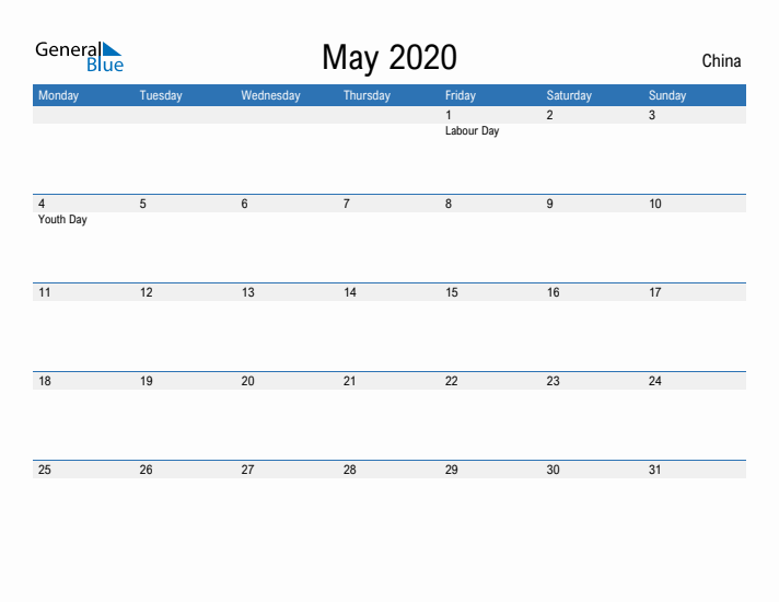 Fillable May 2020 Calendar