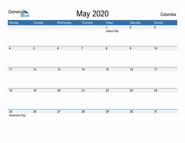 Fillable May 2020 Calendar