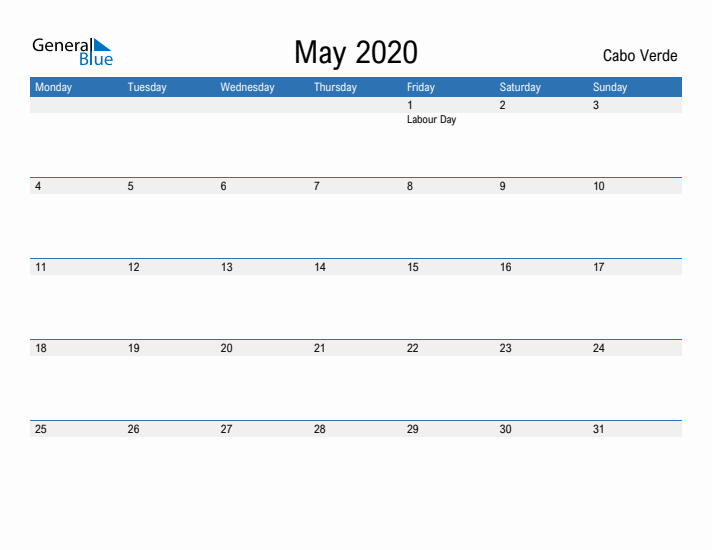 Fillable May 2020 Calendar