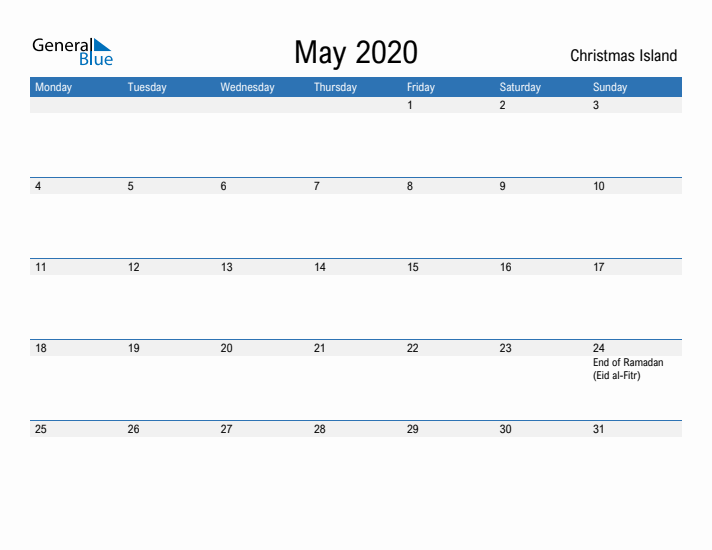 Fillable May 2020 Calendar