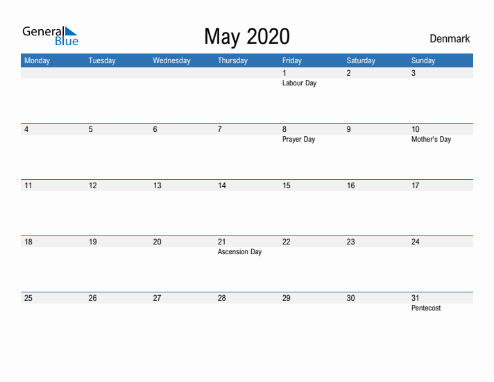 Fillable May 2020 Calendar