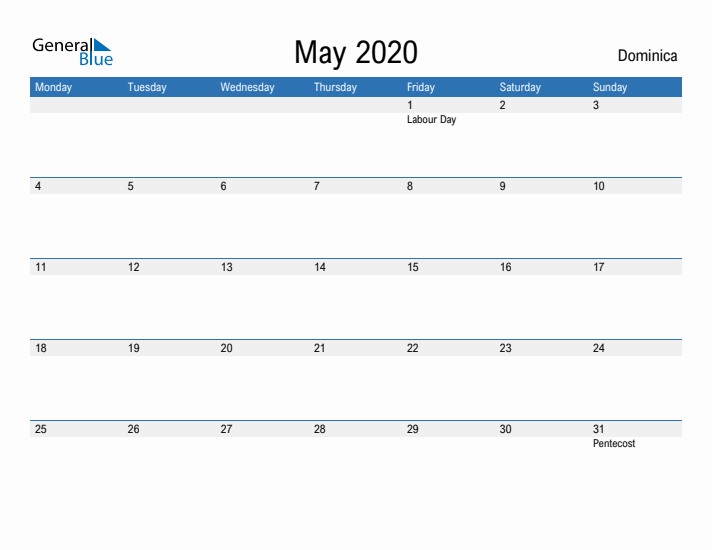 Fillable May 2020 Calendar