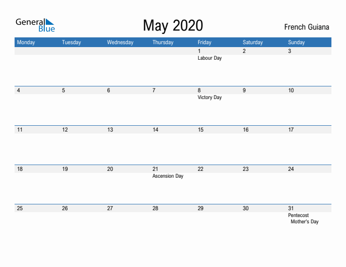 Fillable May 2020 Calendar