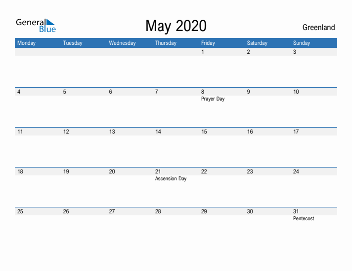 Fillable May 2020 Calendar