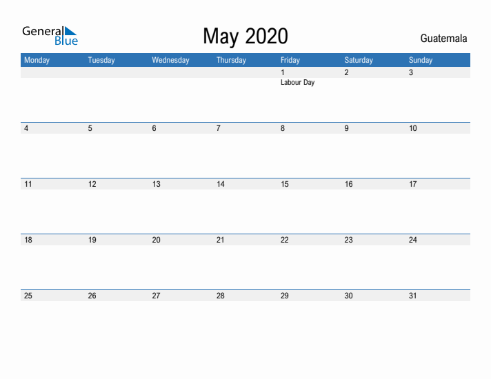 Fillable May 2020 Calendar