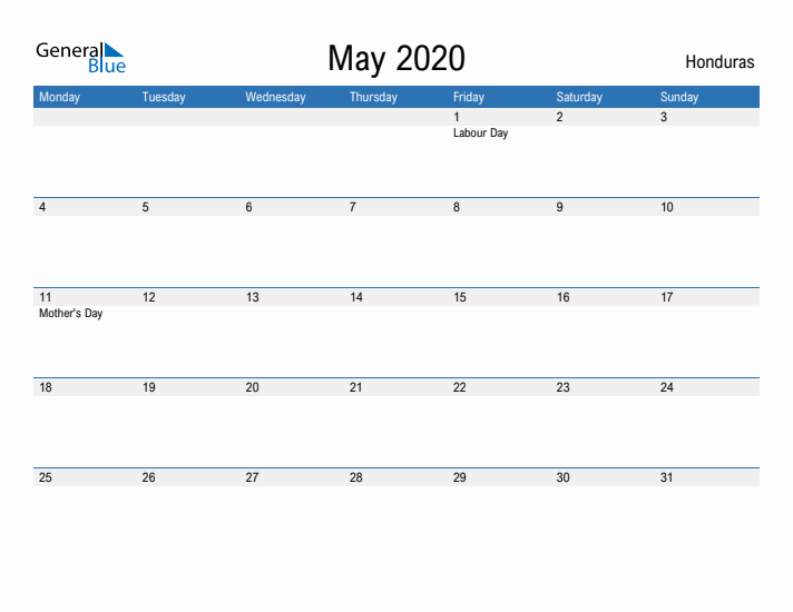 Fillable May 2020 Calendar