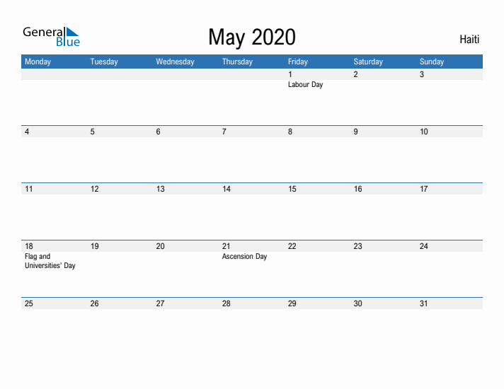 Fillable May 2020 Calendar