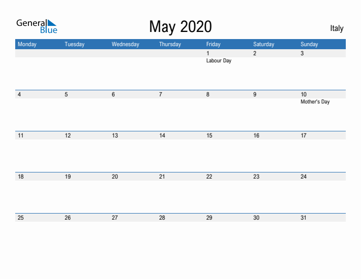 Fillable May 2020 Calendar