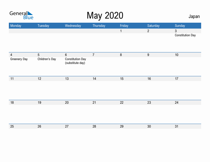 Fillable May 2020 Calendar