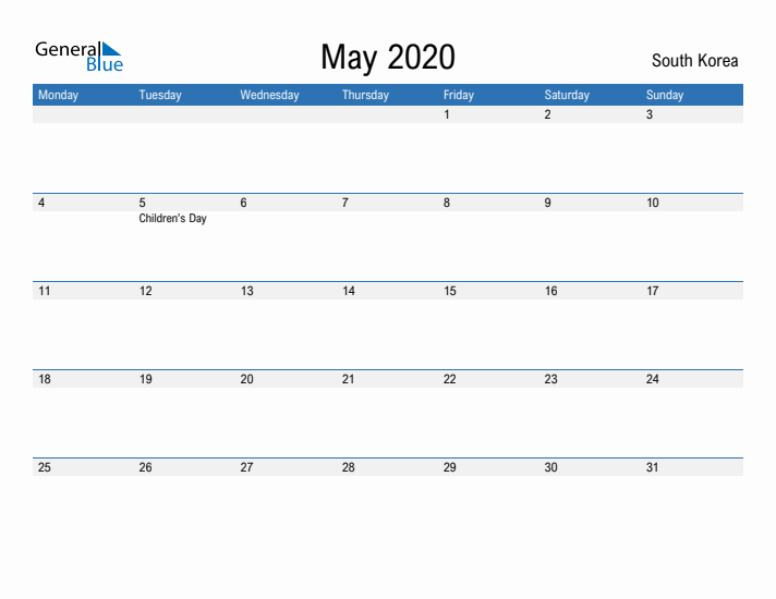 Fillable May 2020 Calendar